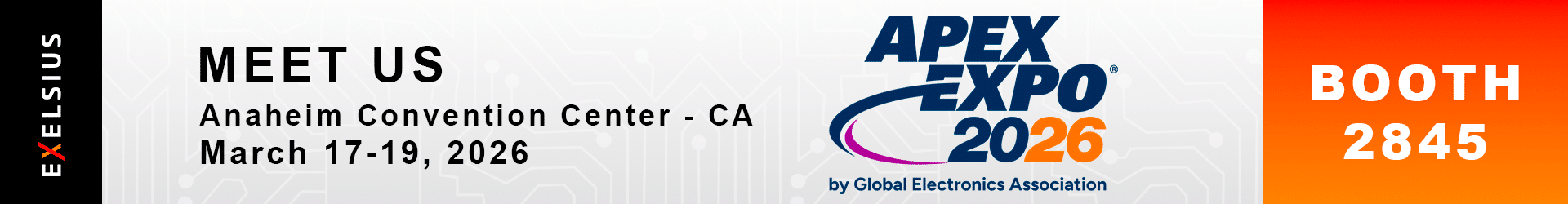 Exelsius Meet Us at APEX Expo 2026 Booth 2845 Banner